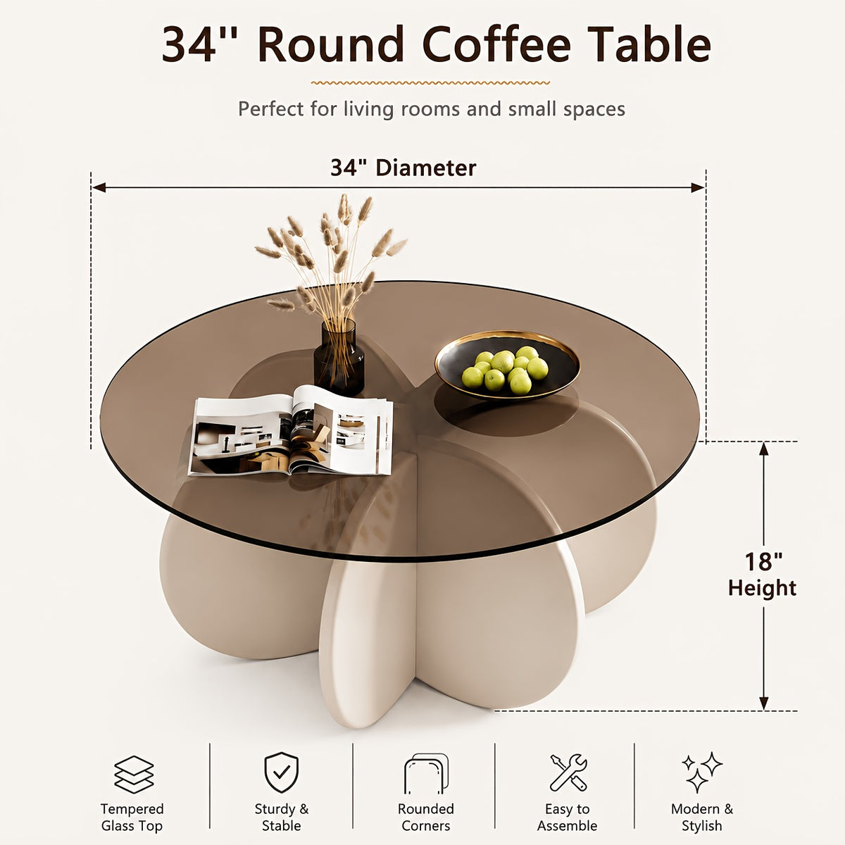 Petal-base table dimensions