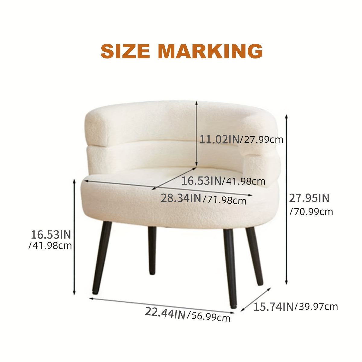Cream Layered-Back Accent Chair — cream chair dimensions diagram