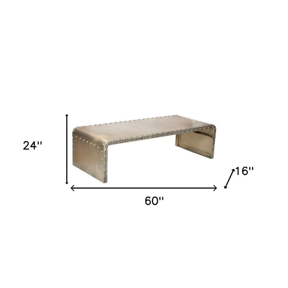 60" Gray Aluminum and Metal Frame Coffee Table