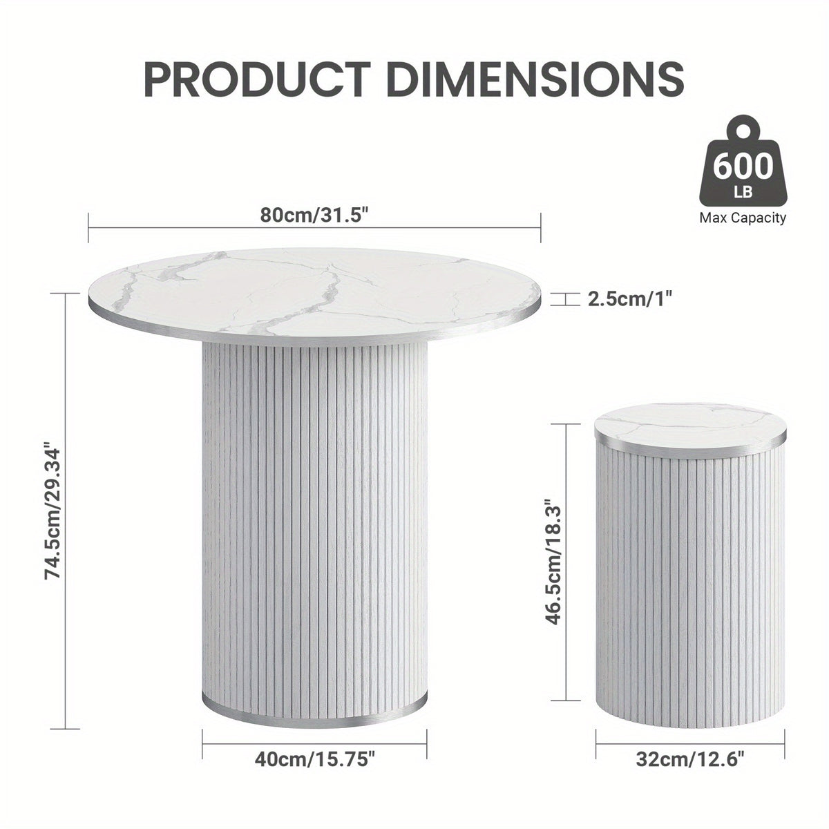 Table and stool dimensions