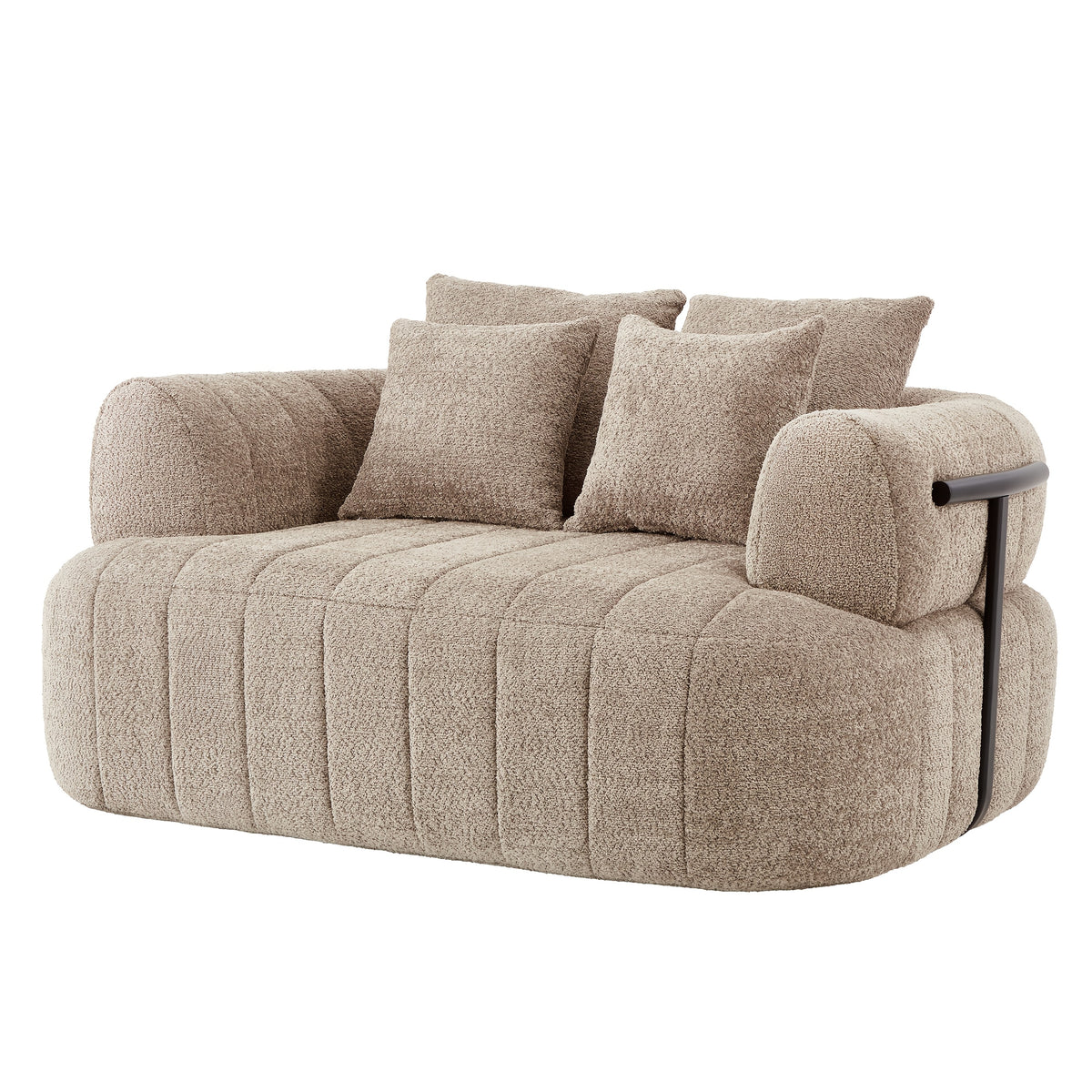 64-Inch Bouclé Deep-Seat Lounge Chair — khaki isolated front three-quarter view