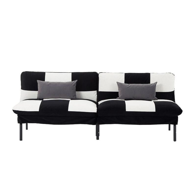 70-Inch Checkerboard Velvet Split-Back Futon — isolated upright front view