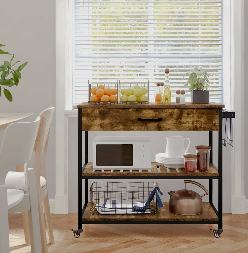 Kitchen Cart with Drawers & Basket