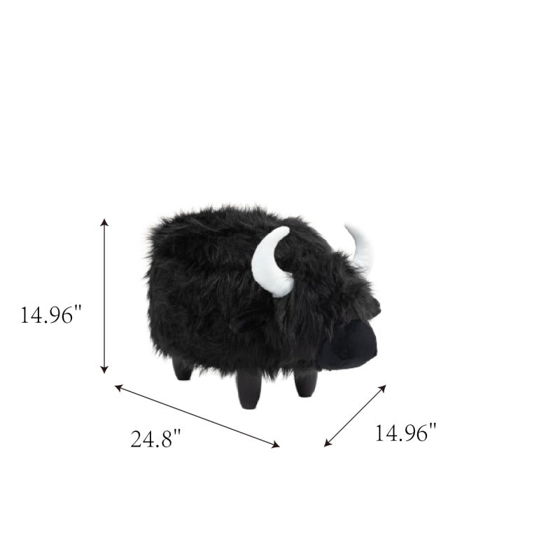 Harry Black Buffalo Storage Ottoman — overall length, width and height dimensions diagram