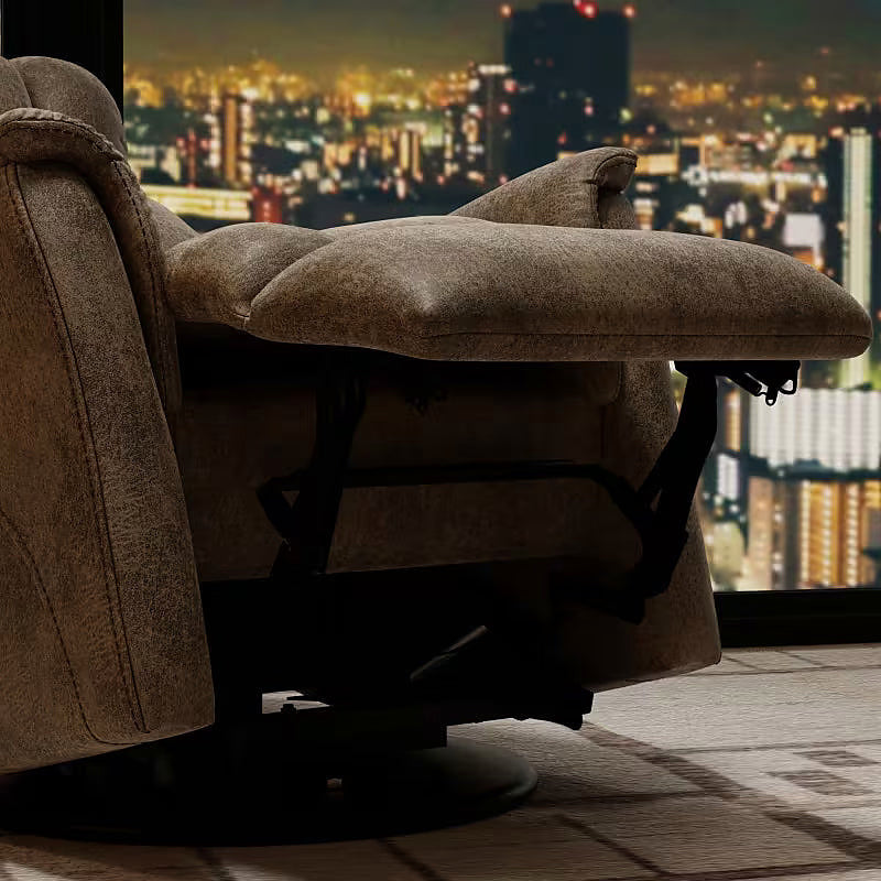 Texas Slate swivel glider recliner in textured brown gray upholstery