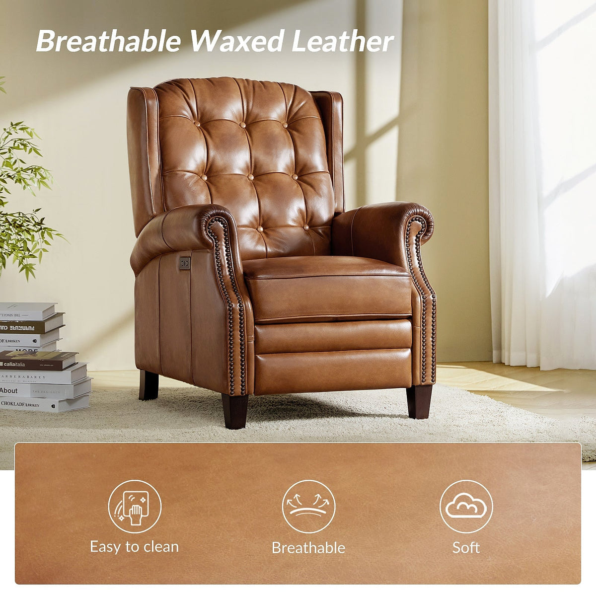 Hulala Leather Power Recliner with USB-C — gallery view 7 of 17