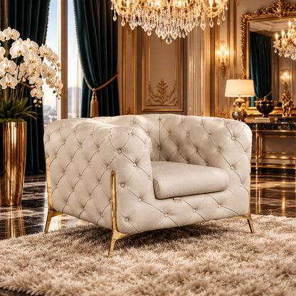 Aurelia Ivory Tufted Accent Chair — gallery view 2 of 8