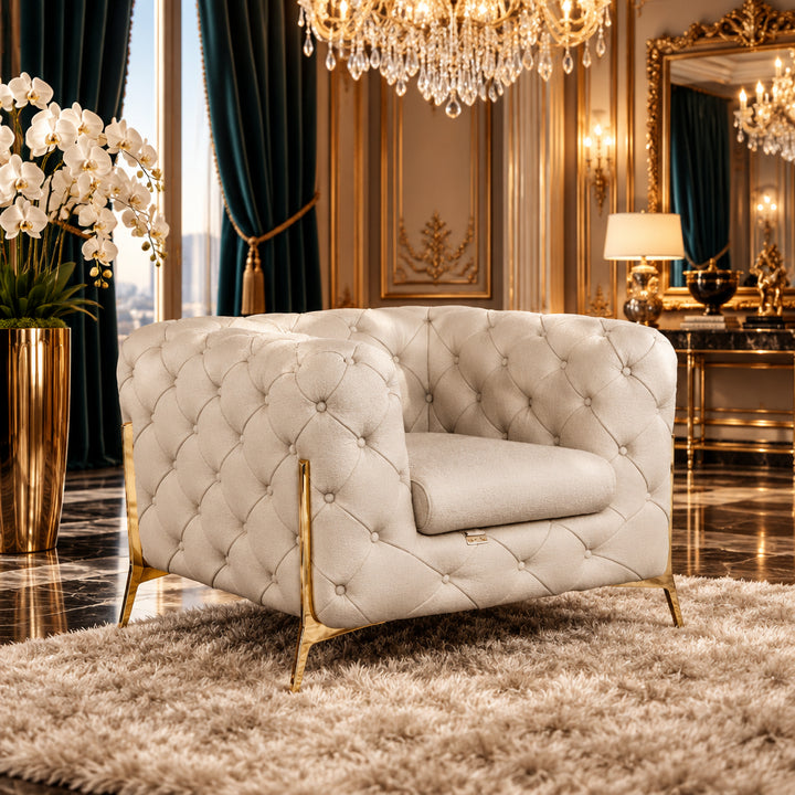 Aurelia Ivory Tufted Accent Chair — gallery view 2 of 8