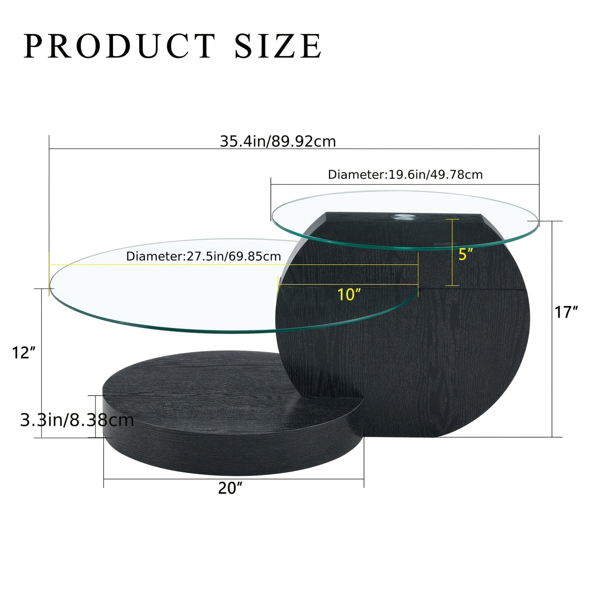 Two-tier table dimensions