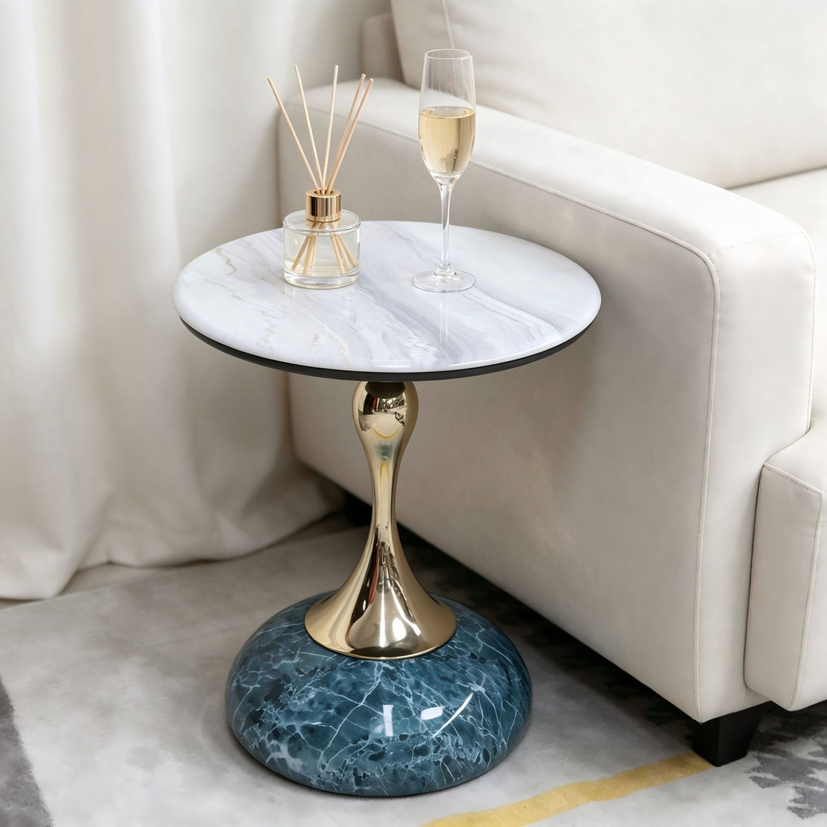 Light Luxury Slim-Waisted Rock Slab Small Coffee Table, Hotel Bedroom Movable Table, Painted Sofa Side Table, Villa And Homestay Corner Table