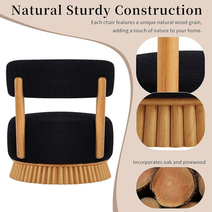 Black Upholstered Swivel Chairs, Set of Two — gallery view 4 of 11