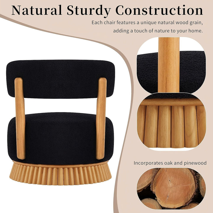 Black Upholstered Swivel Chairs, Set of Two — gallery view 4 of 11