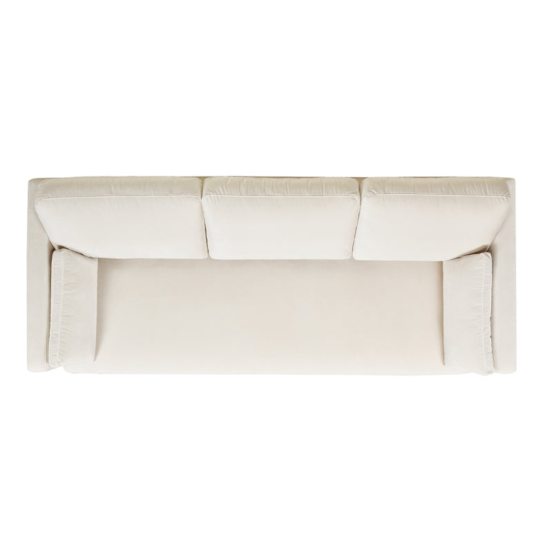 Knox French Beige Velvet Sofa — overhead product view.