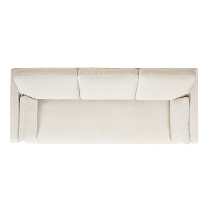 Knox French Beige Velvet Sofa — overhead product view.