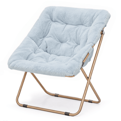 Pale blue padded folding moon chair
