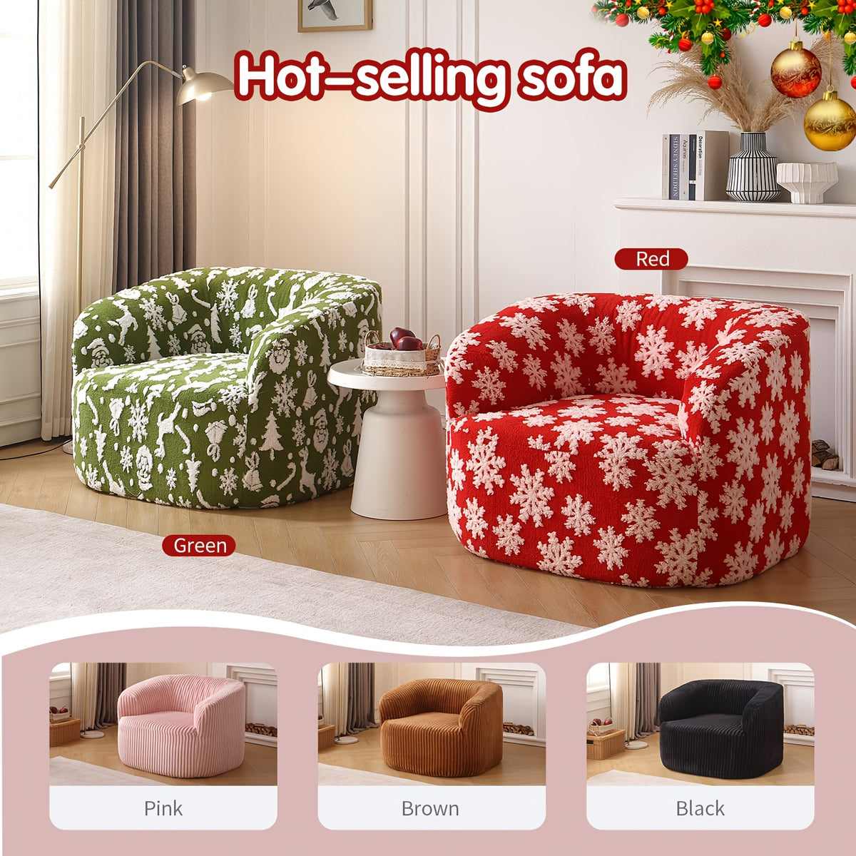 Rounded Foam Lounge Chair — upholstery color and pattern comparison.