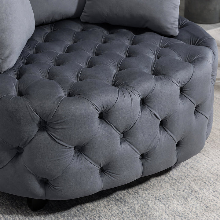 Quinn Gray Tufted Barrel Chair — gallery view 6 of 9