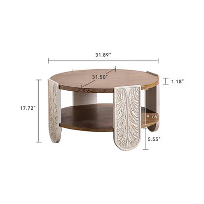 Supplier size diagram for carved-leg round coffee table