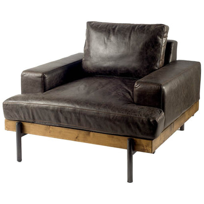 41" Black Faux Leather Distressed Club Chair - 376350 - Multi