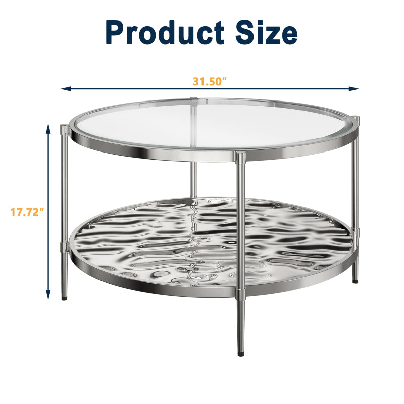 31.5 'Stainless Steel Coffee Table 2-Tier Side Table
