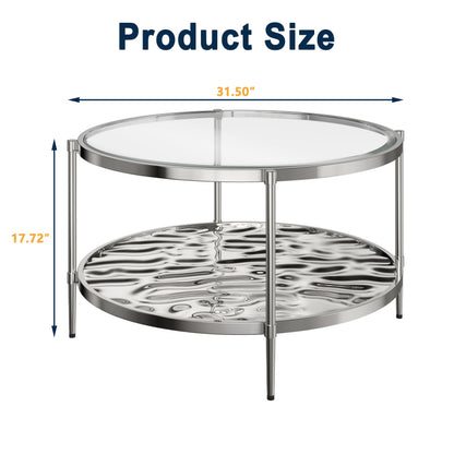 31.5 'Stainless Steel Coffee Table 2-Tier Side Table