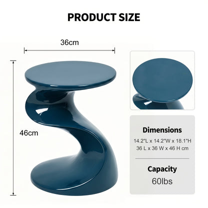 High Glossy Side Table, End Table, S-Shaped Base Fashion Design, Modern Nightstand, Accent Table, for Small Spaces, with 18" High Base, for Living Room Office Apartment, No Assembly, Blue/Green/Pink