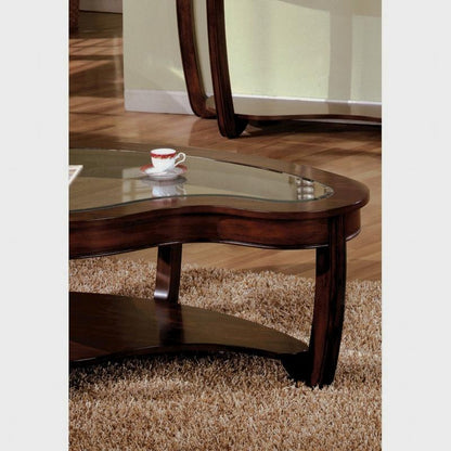51-Inch Beveled Glass Coffee Table with Open Shelf