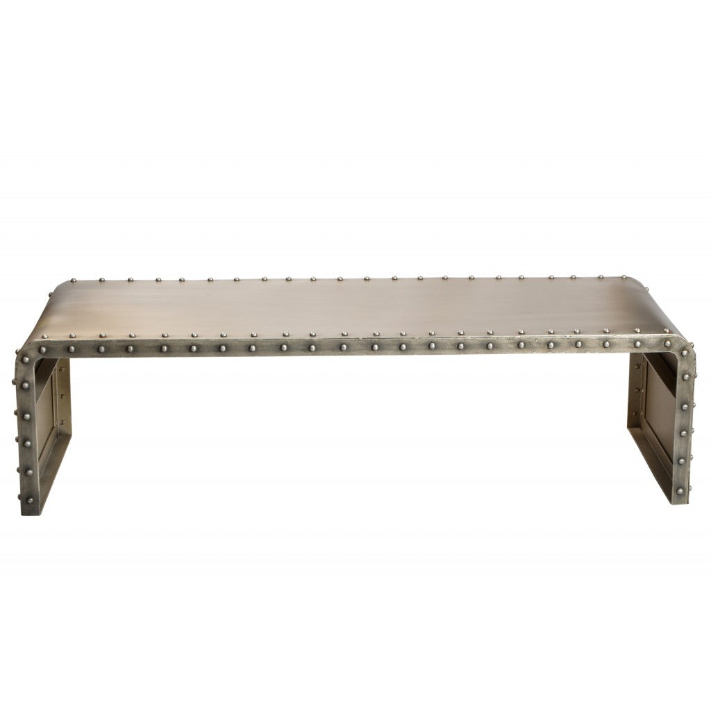60" Gray Aluminum and Metal Frame Coffee Table