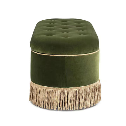 Melinda Olive Tufted Fringe Bench