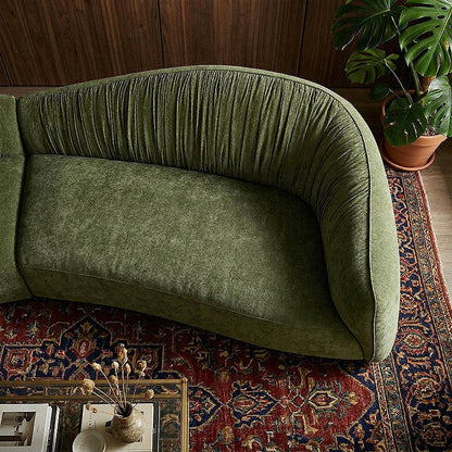 Arcadia curved sectional, close-up of seat and ruched back