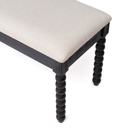 Black Spindle-Leg Storage Bench
