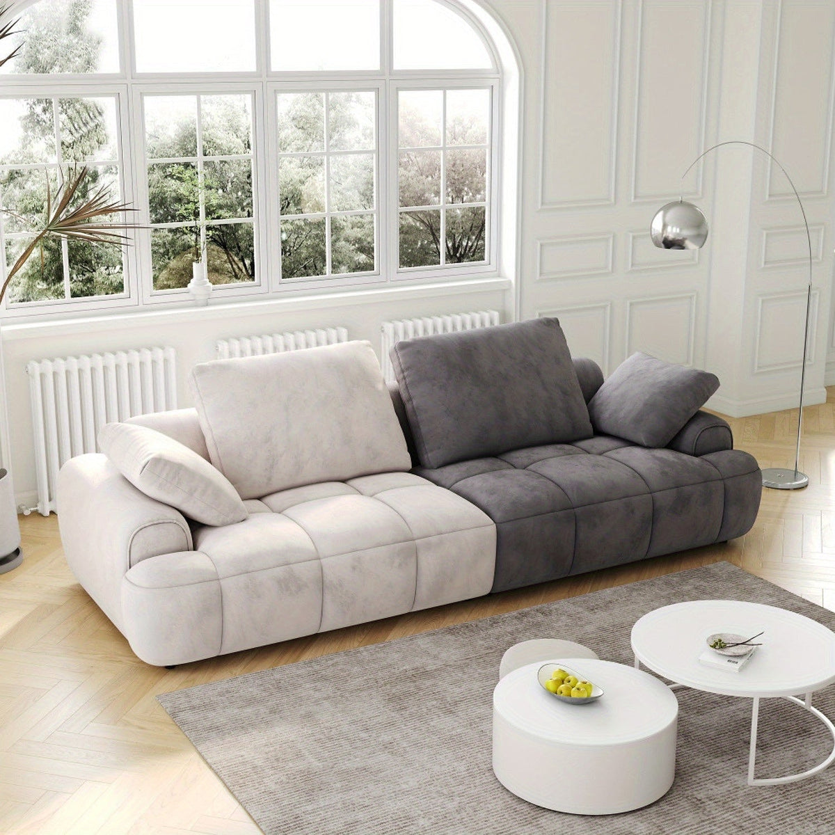 Remy Two-Tone Two-Seat Sofa — opposite angle showing padded arm bolsters