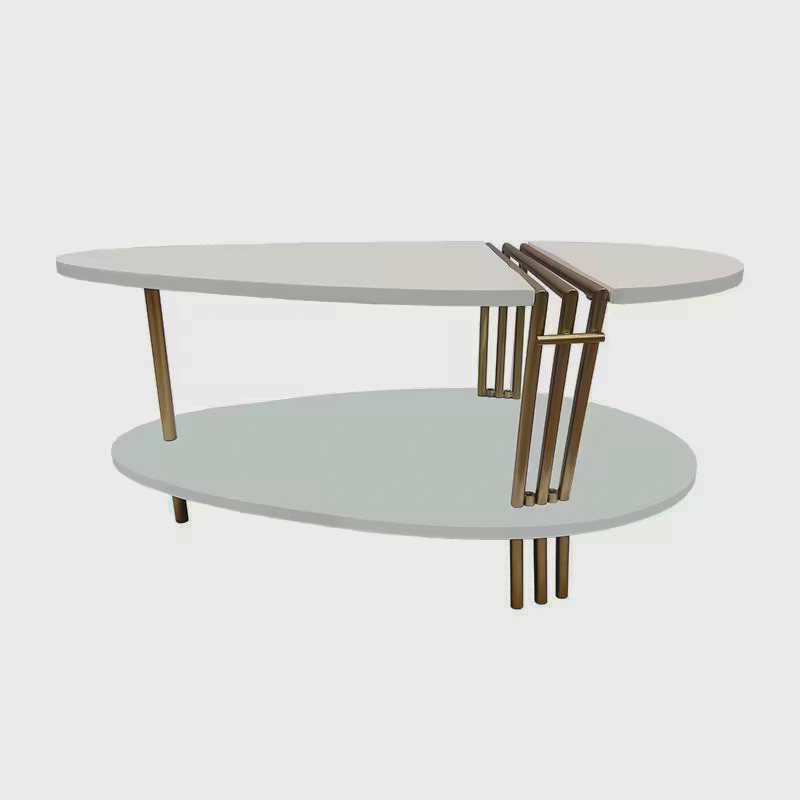 Angled oval table and shelf