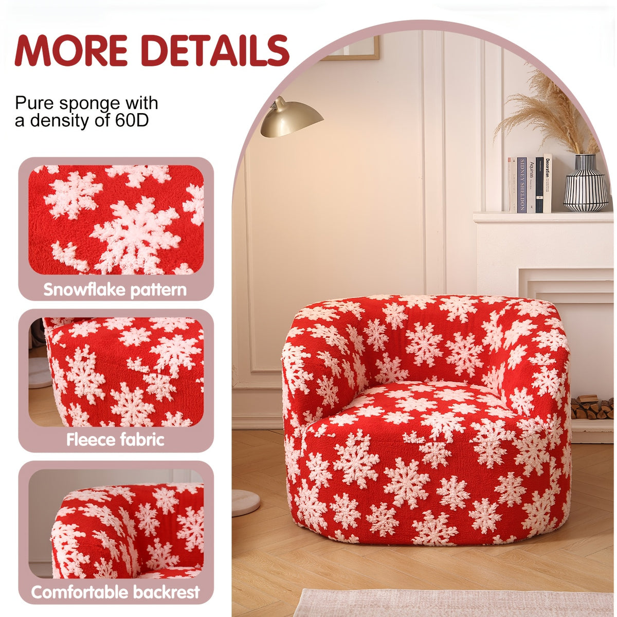 Rounded Foam Lounge Chair — foam filling, upholstery and backrest detail panel.