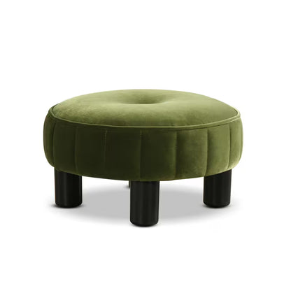 Green round ottoman on white background