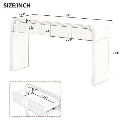 Dimension diagram of the console showing 55-inch width, 14.9-inch depth and 31.4-inch height.