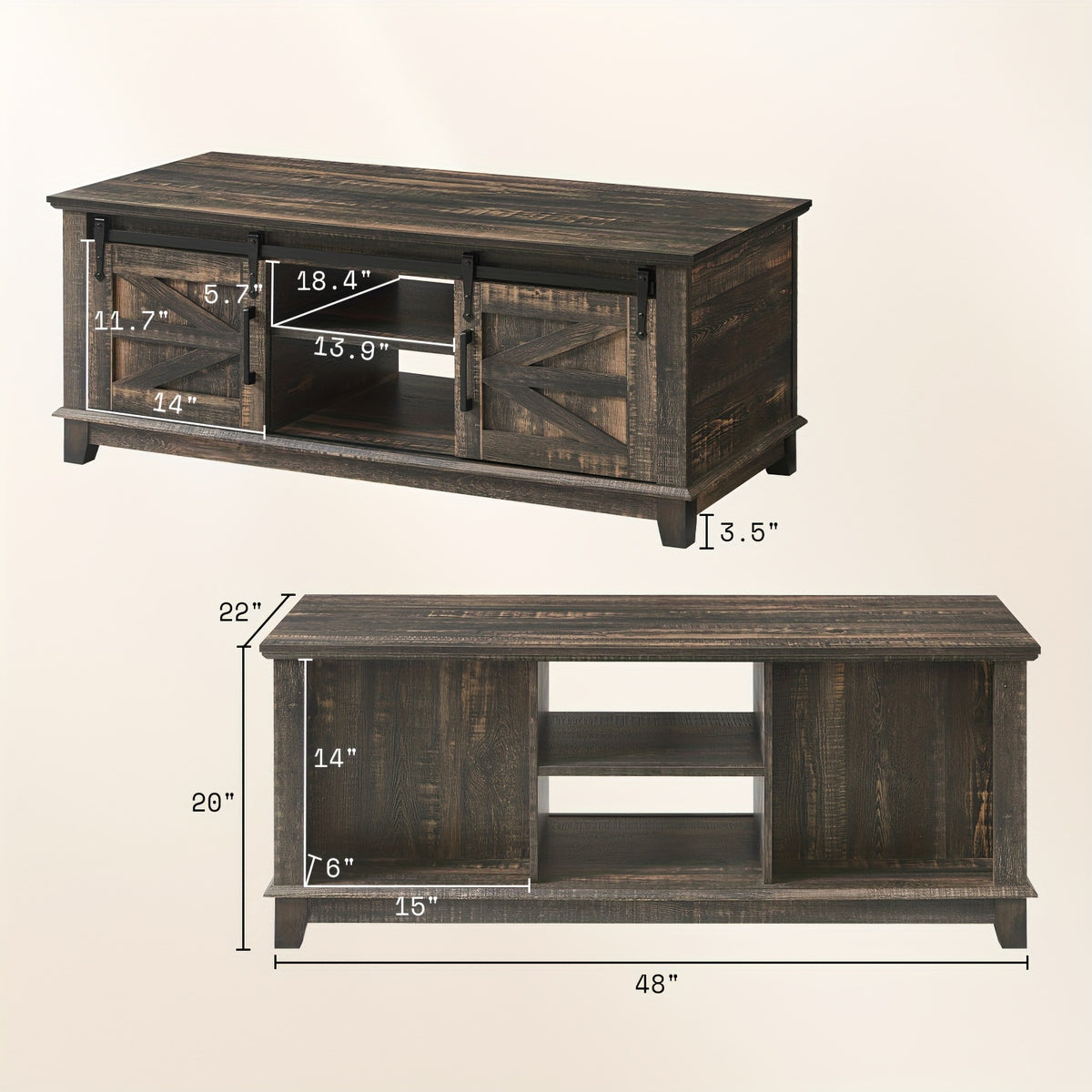 Dark barn-door table dimensions