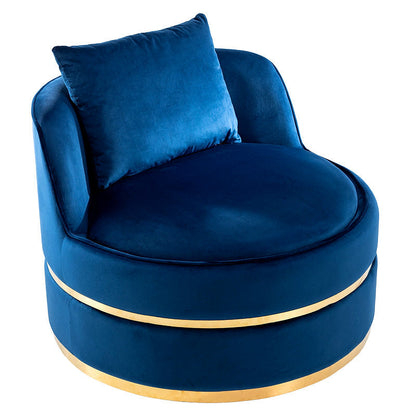 Sable Blue Velvet Swivel Barrel Chair — gallery view 4 of 9
