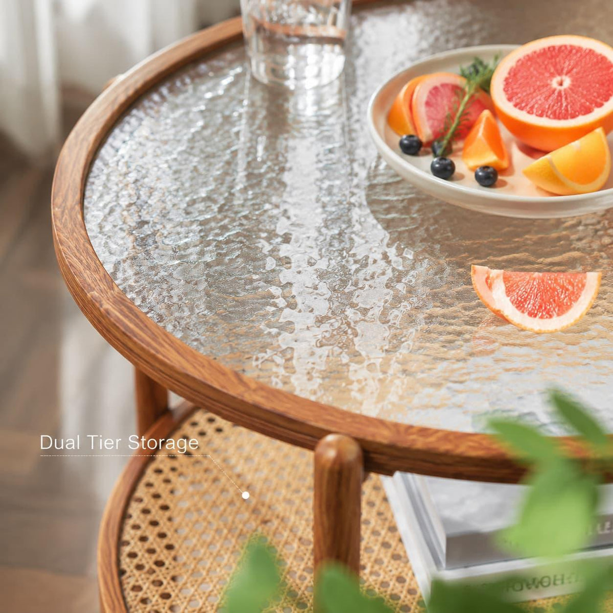 Glass and woven shelf graphic