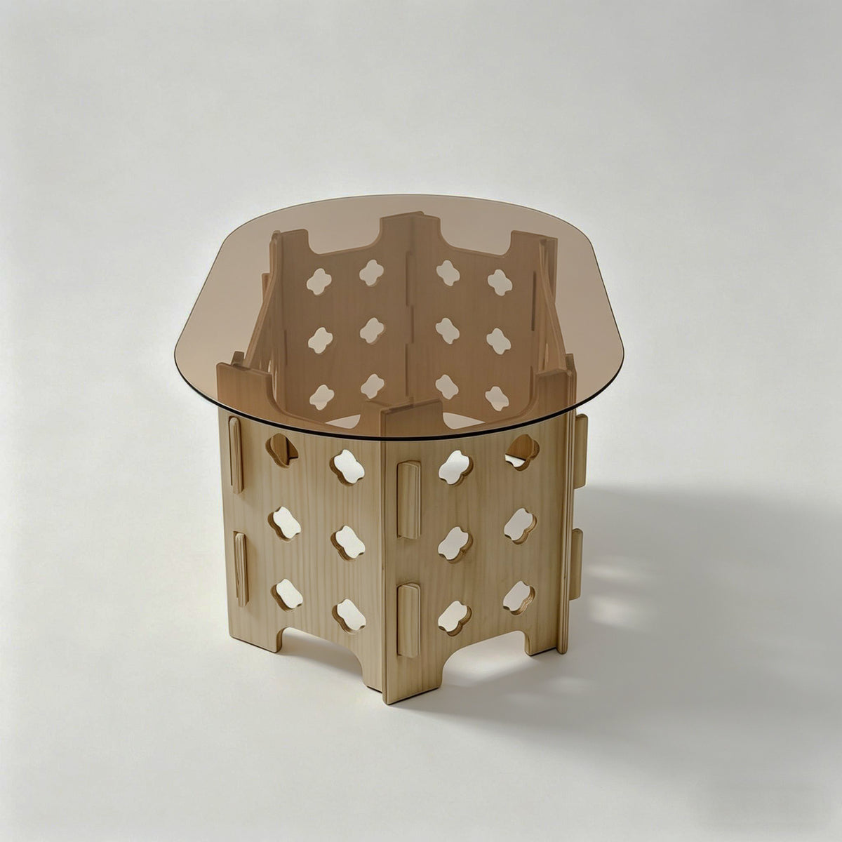 End glass and wood-base table