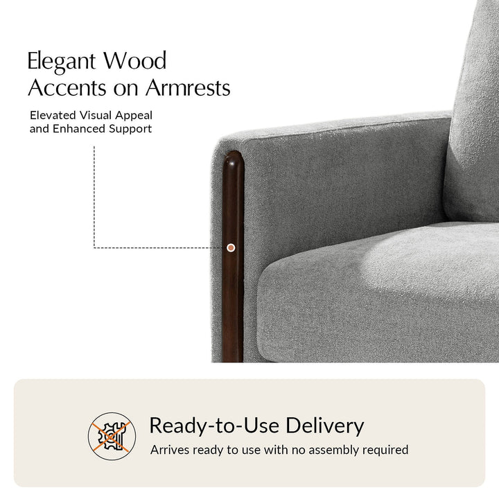 Hulala Gray Chenille Swivel Armchair — gallery view 11 of 12