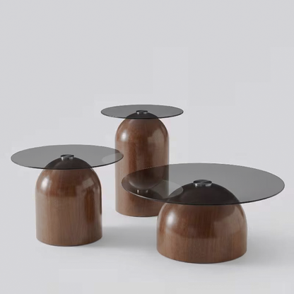 Studio three brown glass tables