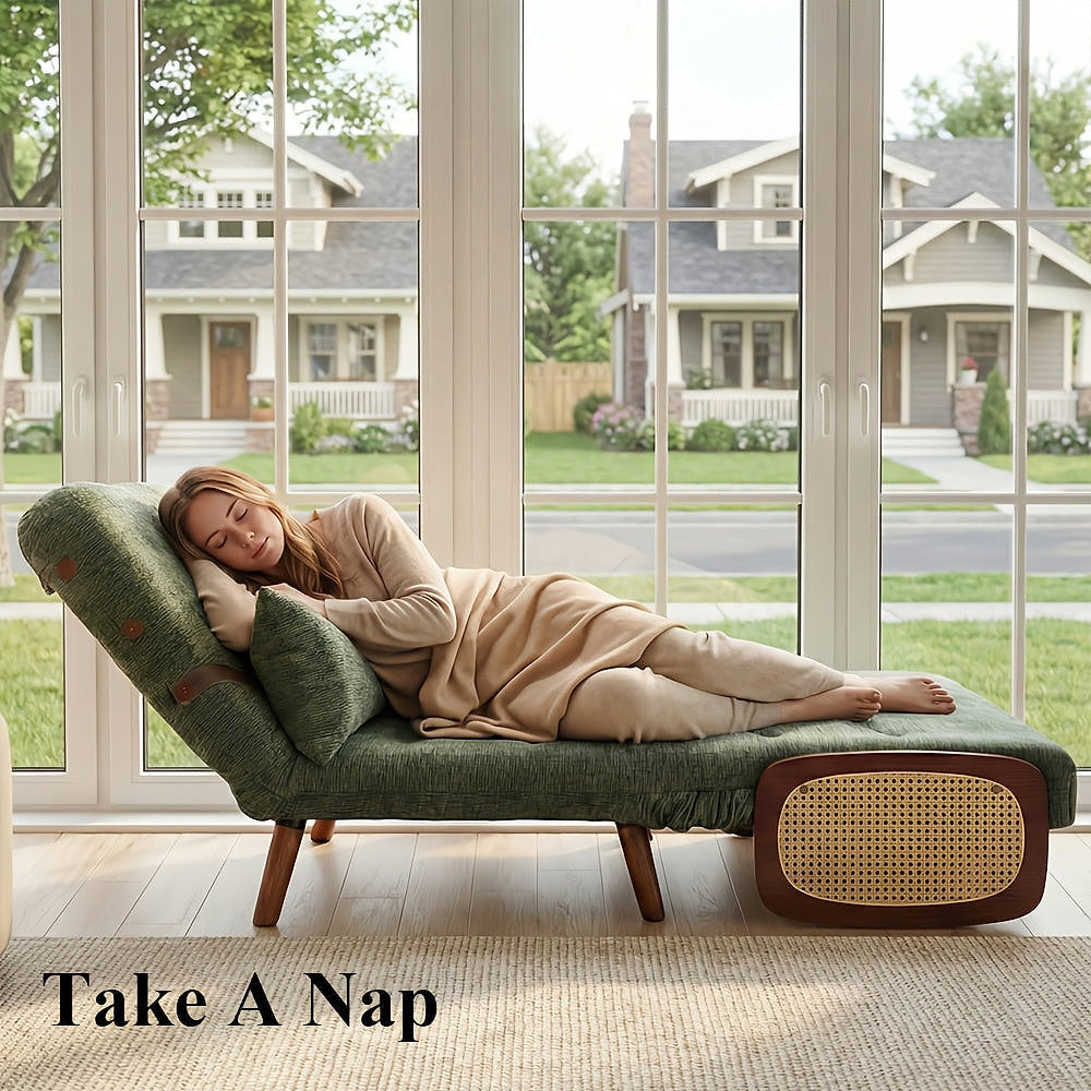 Green Chenille Convertible Sleeper Chair — gallery view 5 of 10