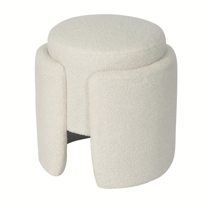 White textured vanity stool with rounded top