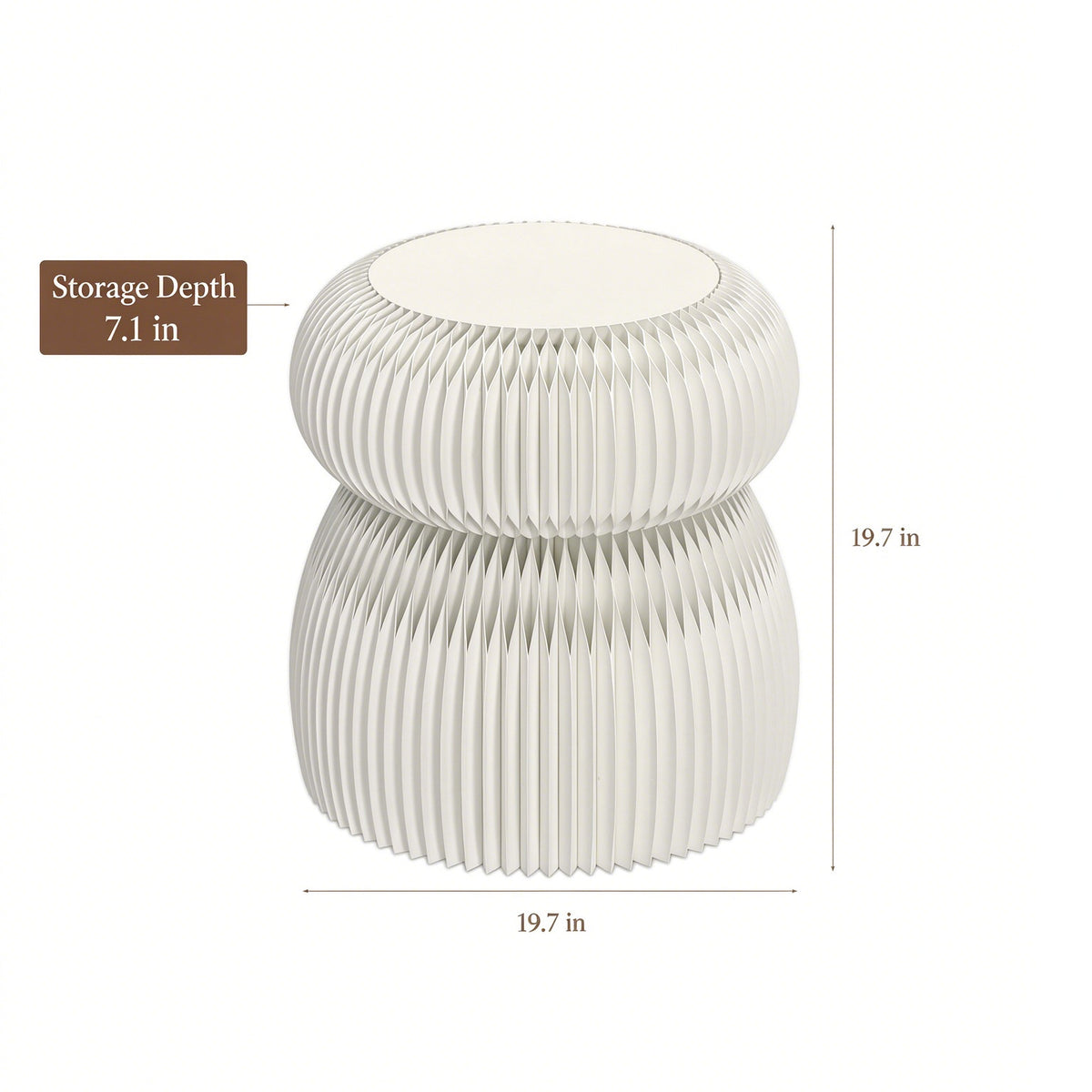 Dimension diagram for white folding side table