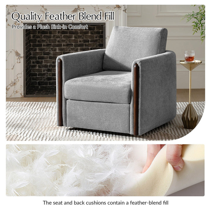 Hulala Gray Chenille Swivel Armchair — gallery view 9 of 12