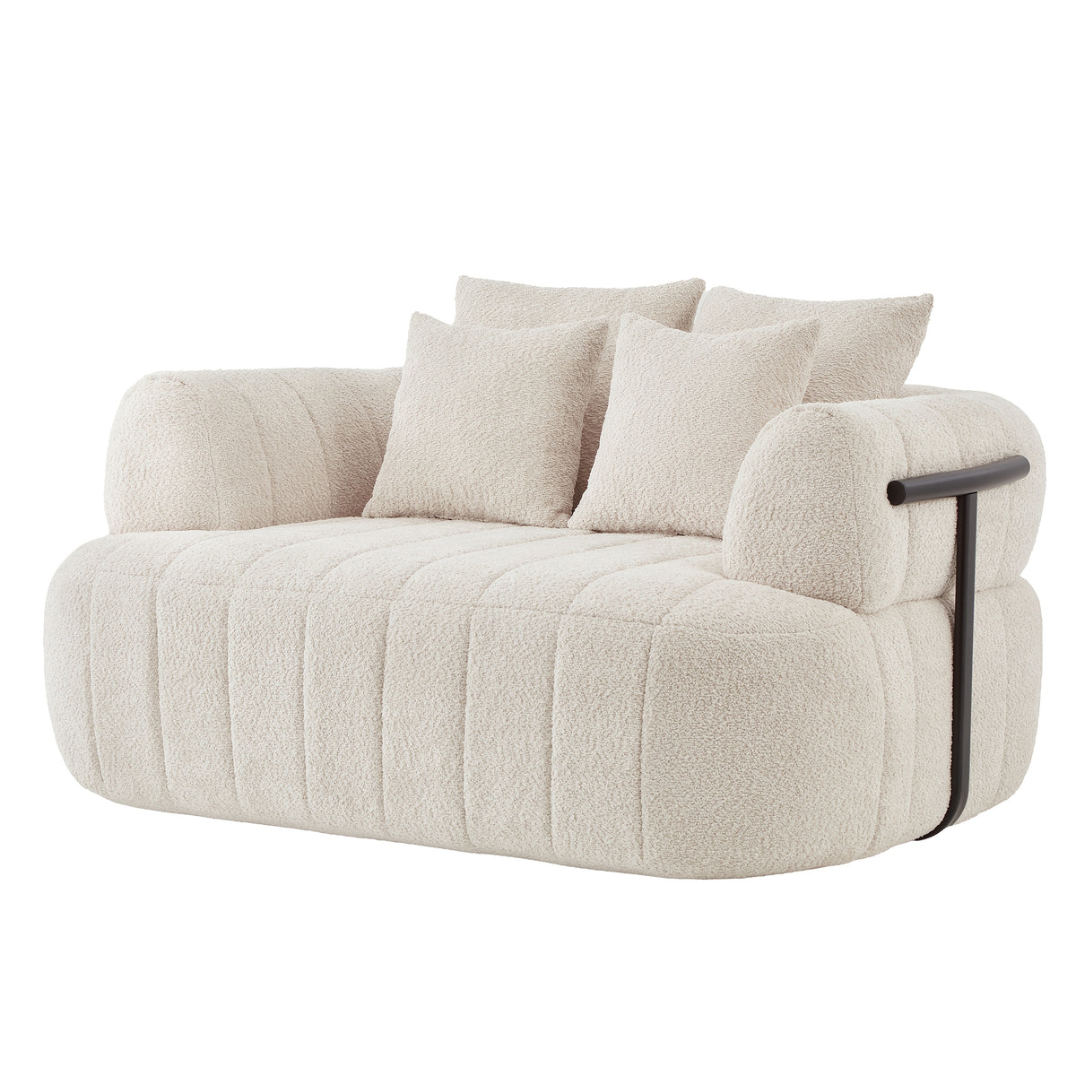 64-Inch Bouclé Deep-Seat Lounge Chair — beige isolated front three-quarter view