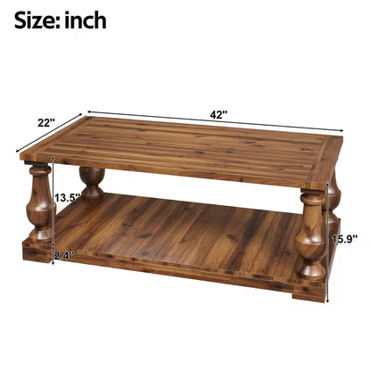 Dimension diagram for 42-inch turned-leg coffee table