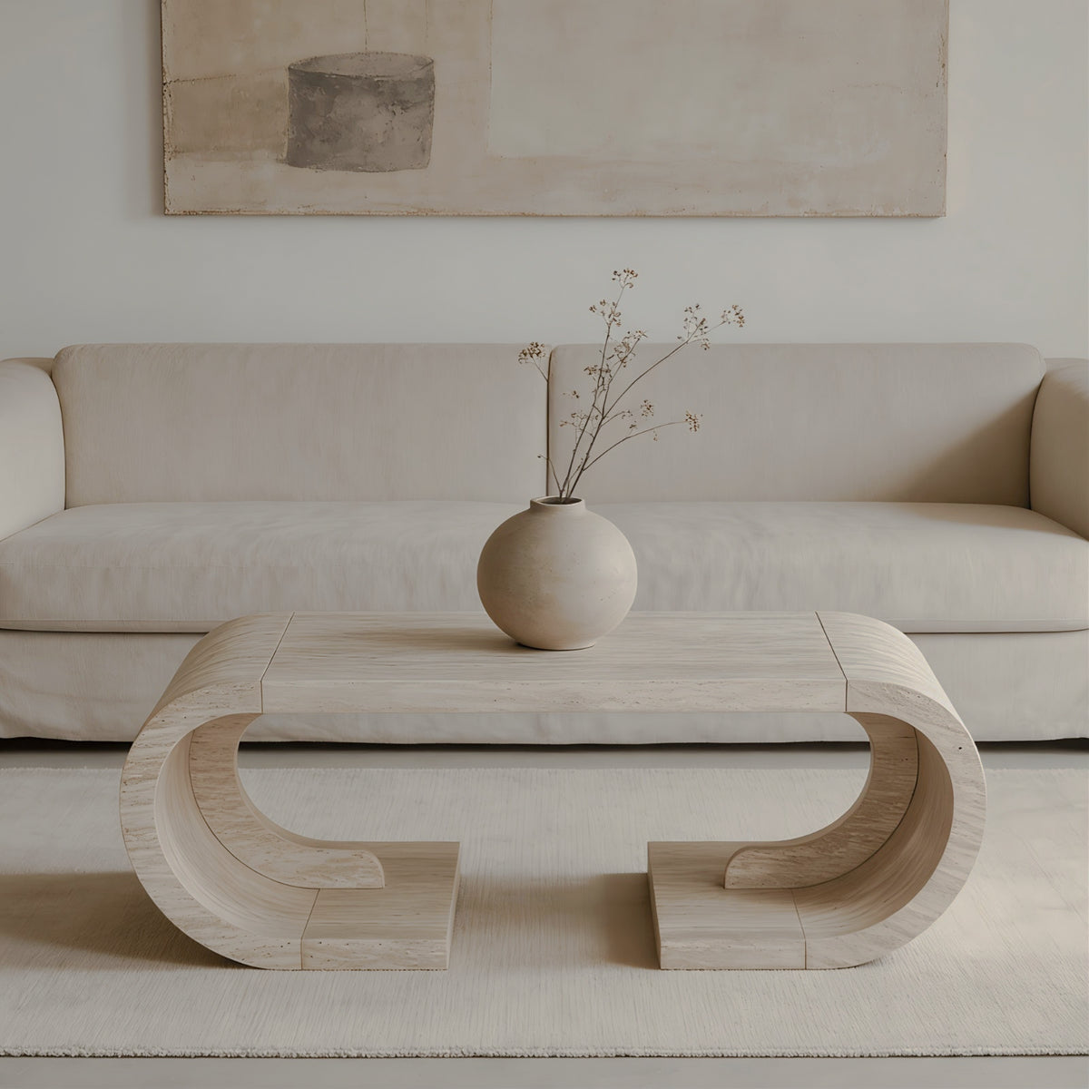 Light wood-tone waterfall table