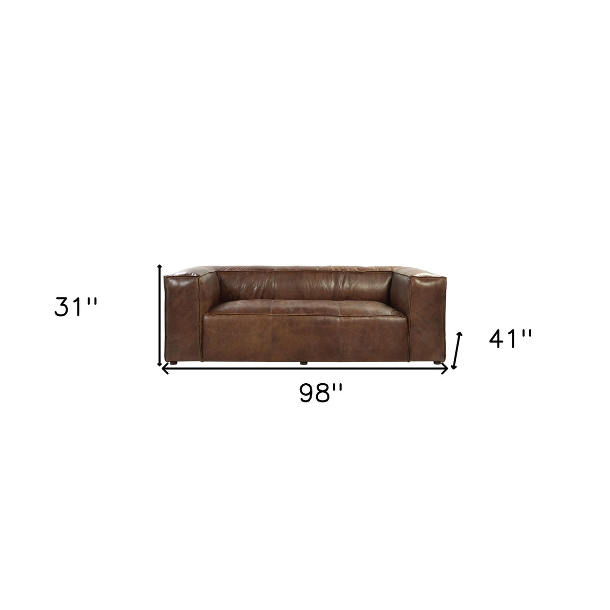98" Brown Top Grain Leather Sofa With Black Legs - 490999